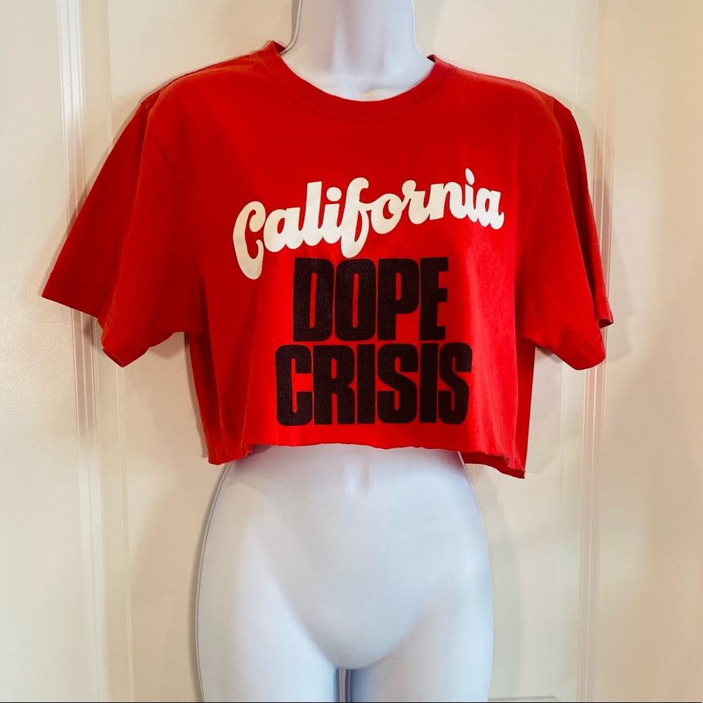 Vintage Red California Dope Crisis Cropped T-Shirt